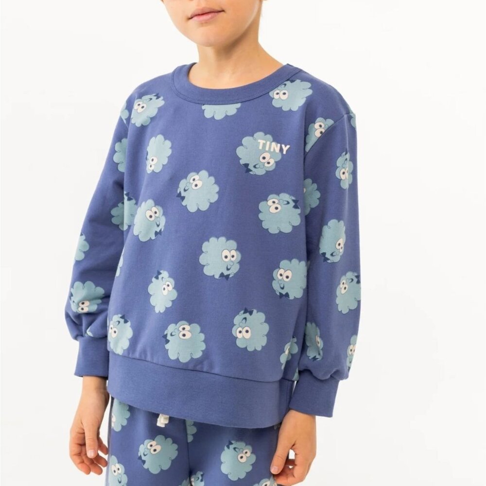 Tiny Cottons Navy Sweatshirt All-Over Cloud Character Print Boys 4T NWT